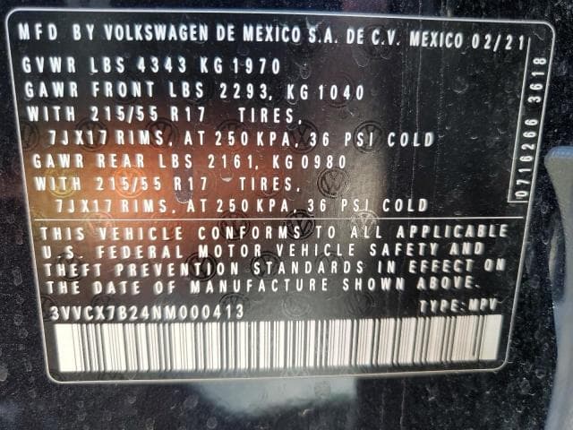 2022 Volkswagen Taos S Salvage Car