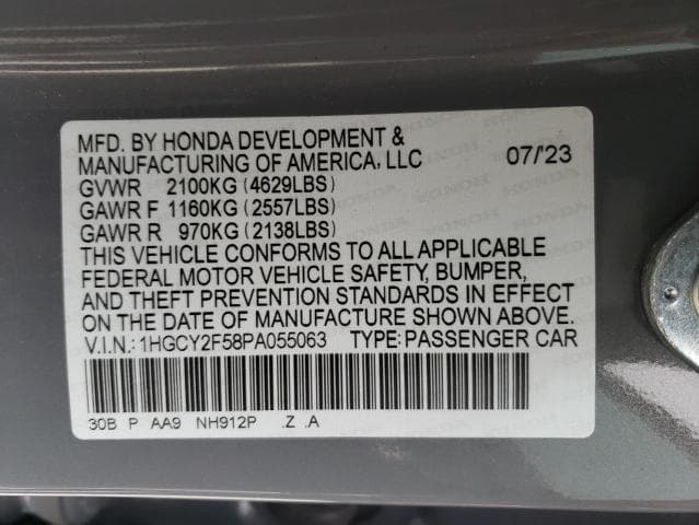 2023 Honda Accord Hybrid Sport Salvage Car