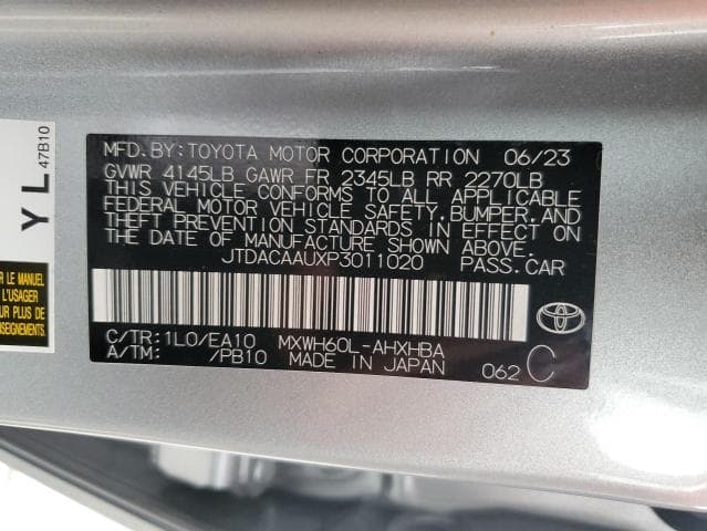 2023 Toyota Prius Le Salvage Car